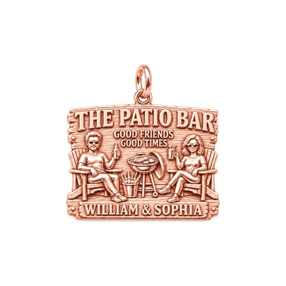 Patio Bar Good Times Charm Bracelet – Personalized Couple Gift – rose gold 3 cm charm, front view