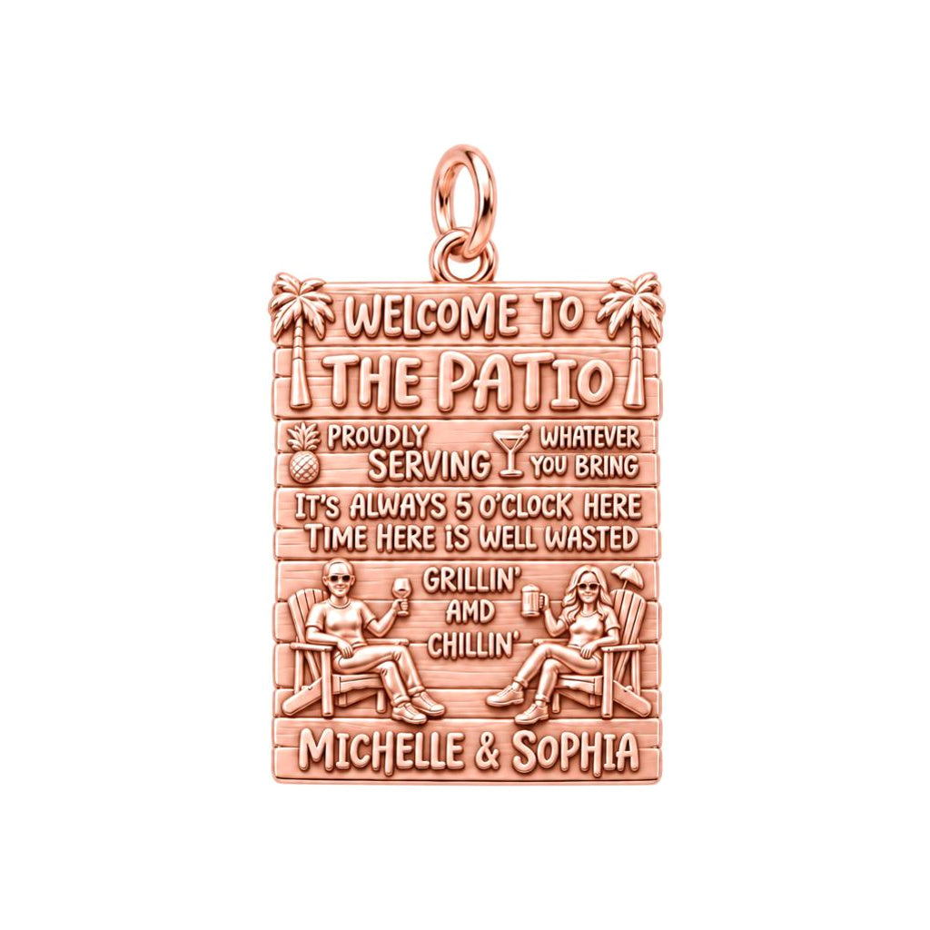 Patio Paradise Charm Bracelet – Personalized Couple Gift – rose gold 2 cm charm, front view