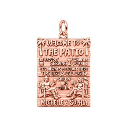 Patio Paradise Charm Bracelet – Personalized Couple Gift – rose gold 2 cm charm, front view