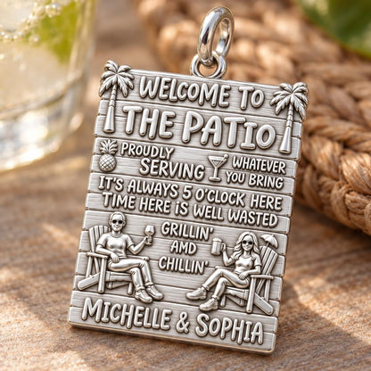 Patio Paradise Charm Bracelet – Personalized Couple Gift – macro detail of the charm