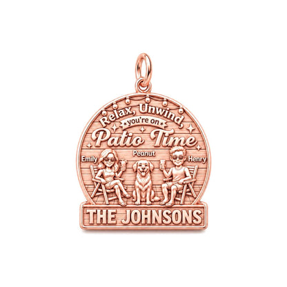 Patio Time Family Charm Bracelet – Personalized Couple Gift – rose gold 3 cm charm, front view