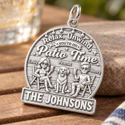 Patio Time Family Charm Bracelet – Personalized Couple Gift – macro detail of the charm