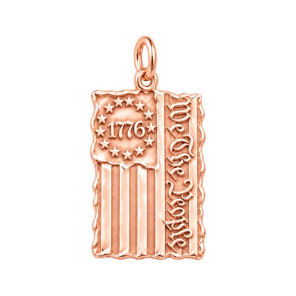 Patriot 1776 Flag Charm and Polyester Cord Bracelet Set