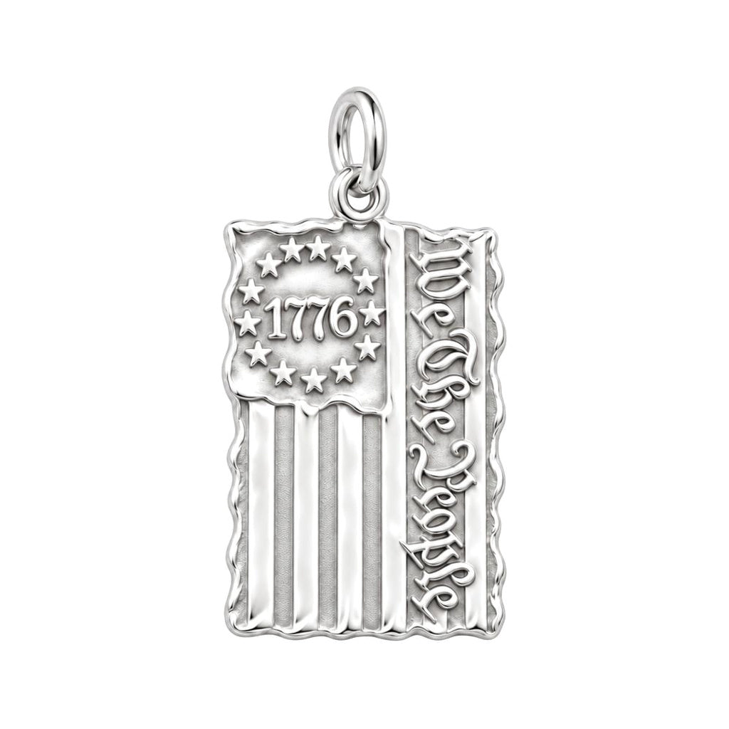 Patriot 1776 Flag Charm and Polyester Cord Bracelet Set