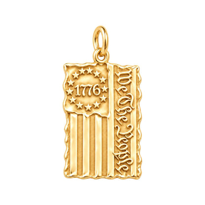 Patriot 1776 Flag Charm and Polyester Cord Bracelet Set