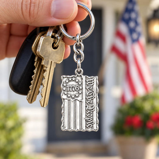 Patriot 1776 Flag Charm Keychain – worn / in use