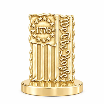 Patriot 1776 Flag Keepsake Plaque – 18K gold, front view