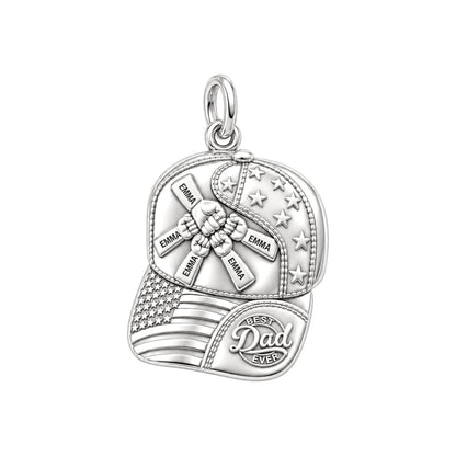 Patriot Dad Fist Bump Charm Bracelet – Personalized Dad Gift – silver plated 3 cm charm, front view