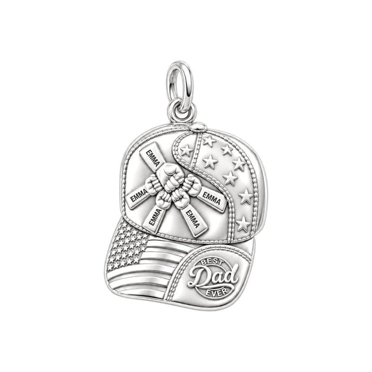Patriot Dad Fist Bump Charm Bracelet – Personalized Dad Gift – silver plated 3 cm charm, front view