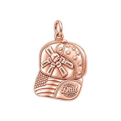Patriot Dad Fist Bump Charm Bracelet – Personalized Dad Gift – rose gold 3 cm charm, front view