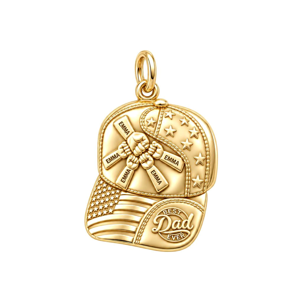 Patriot Dad Fist Bump Charm Bracelet – Personalized Dad Gift – 18K gold plated 3 cm charm, front view