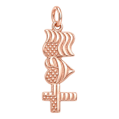 Patriotic Faith and Love Charm and Polyester Cord Bracelet Set