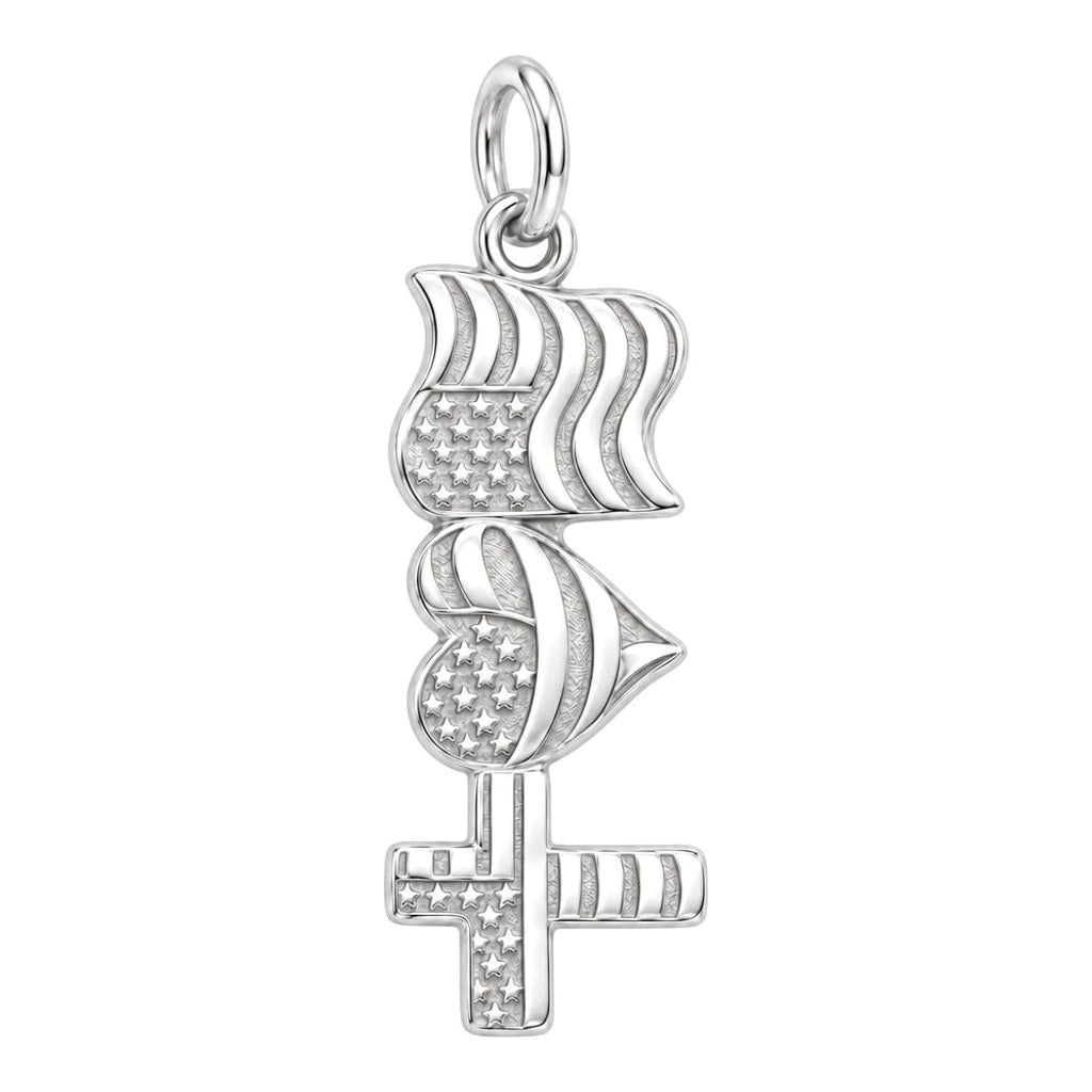 Patriotic Faith and Love Charm and Polyester Cord Bracelet Set