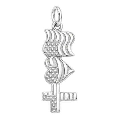 Patriotic Faith and Love Charm and Polyester Cord Bracelet Set