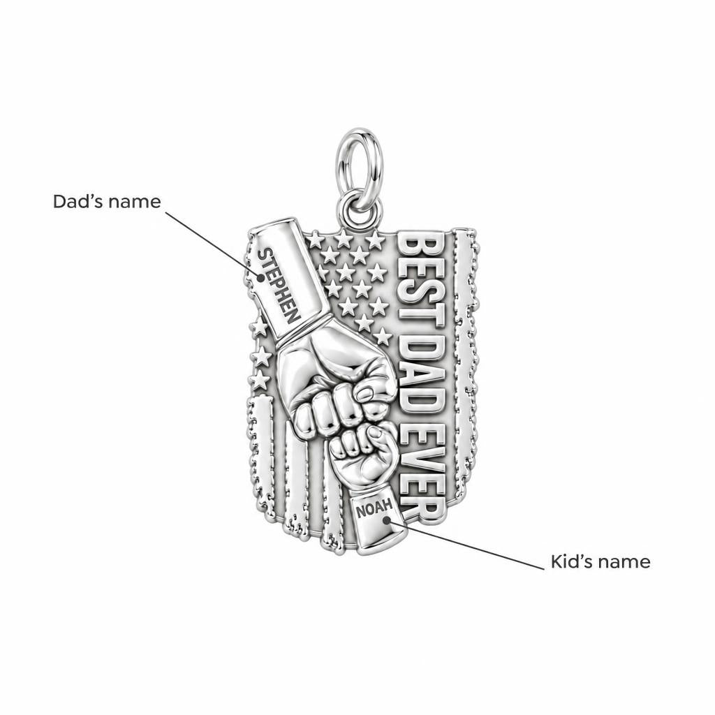 Patriotic Father Fist Bump Charm Bracelet – Personalized Dad Gift – personalization guide