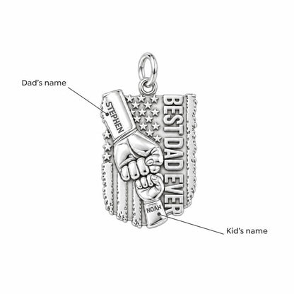 Patriotic Father Fist Bump Charm Bracelet – Personalized Dad Gift – personalization guide