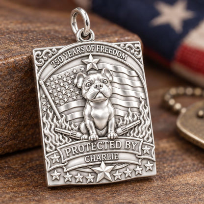Patriotic Guardian Charm Bracelet – Personalized Veteran Gift – macro detail of the charm