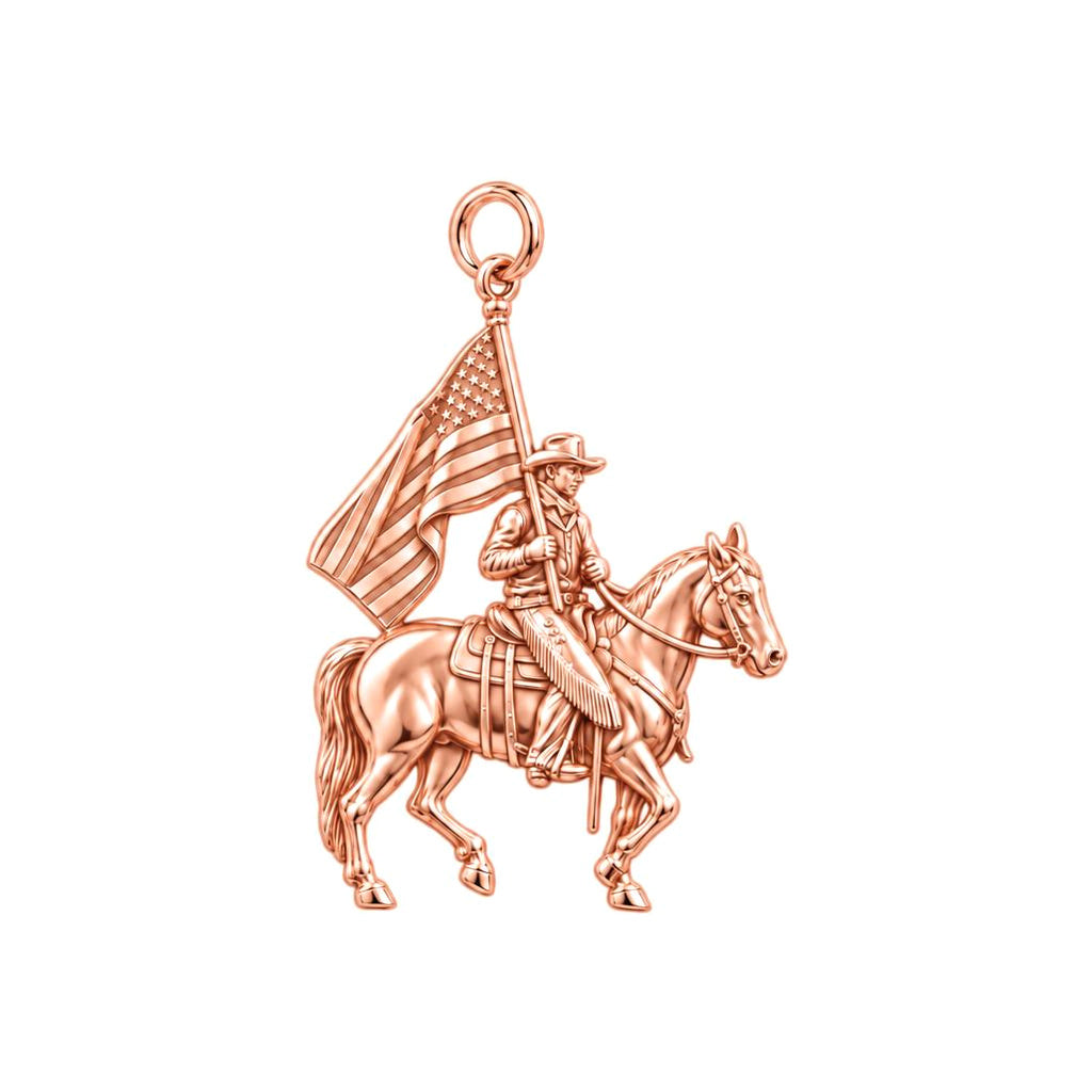 Patriotic Rider Charm Bracelet – Personalized Veteran Gift – rose gold charm, front view