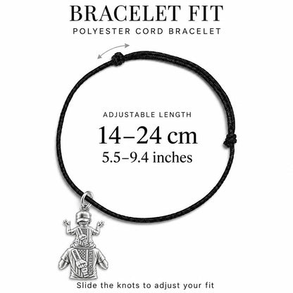 Patriotic Shoulder Ride Charm Bracelet – Personalized Dad Gift – adjustable black cord bracelet, 14–24 cm