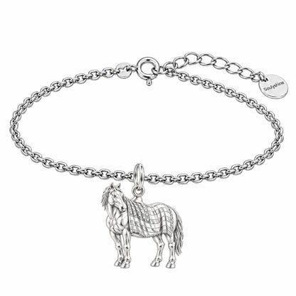 Patriotic Spirit Horse Charm Bracelet Set – silver, front view