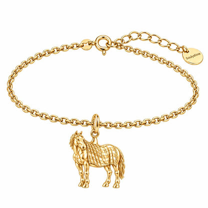 Patriotic Spirit Horse Charm Bracelet Set – 18K gold, front view