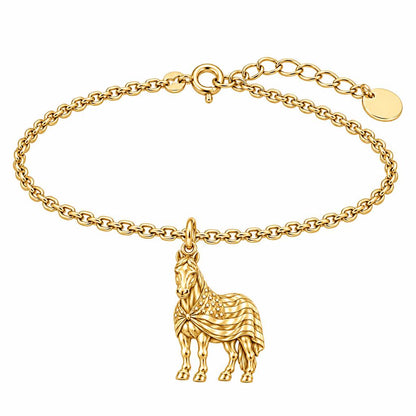 Patriotic Spirit Horse Charm Bracelet Set – 18K gold, front view