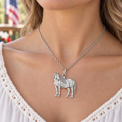 Patriotic Spirit Horse Charm Necklace Set – worn / in use