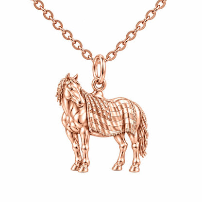Patriotic Spirit Horse Charm Necklace Set – rose gold, front view