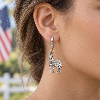 Patriotic Spirit Horse Huggie Charm Earrings – worn / in use