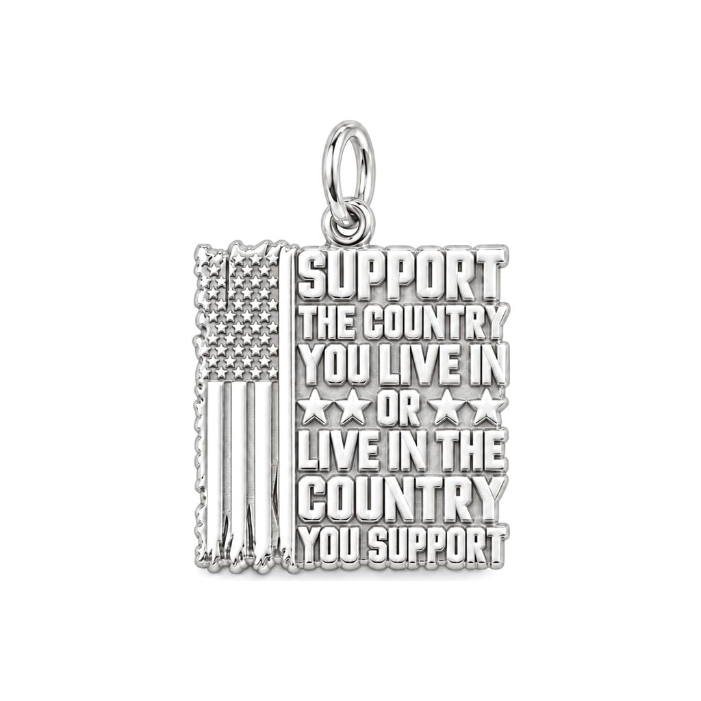 Patriotic Support Flag Charm and Polyester Cord Bracelet Set