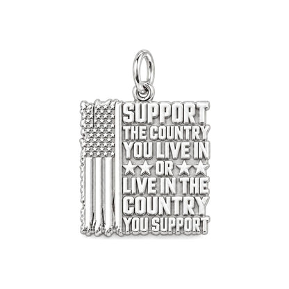 Patriotic Support Flag Charm and Polyester Cord Bracelet Set
