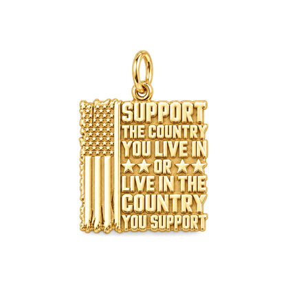 Patriotic Support Flag Charm and Polyester Cord Bracelet Set