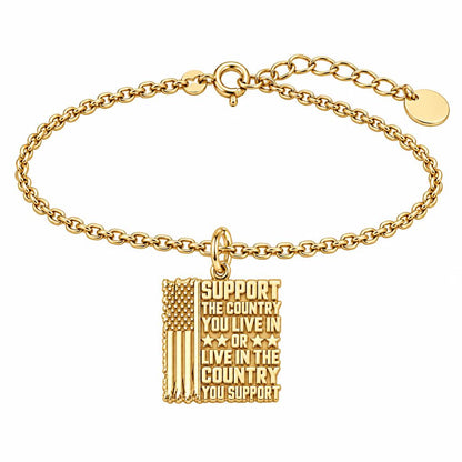 Patriotic Support Flag Charm Bracelet Set – 18K gold, front view