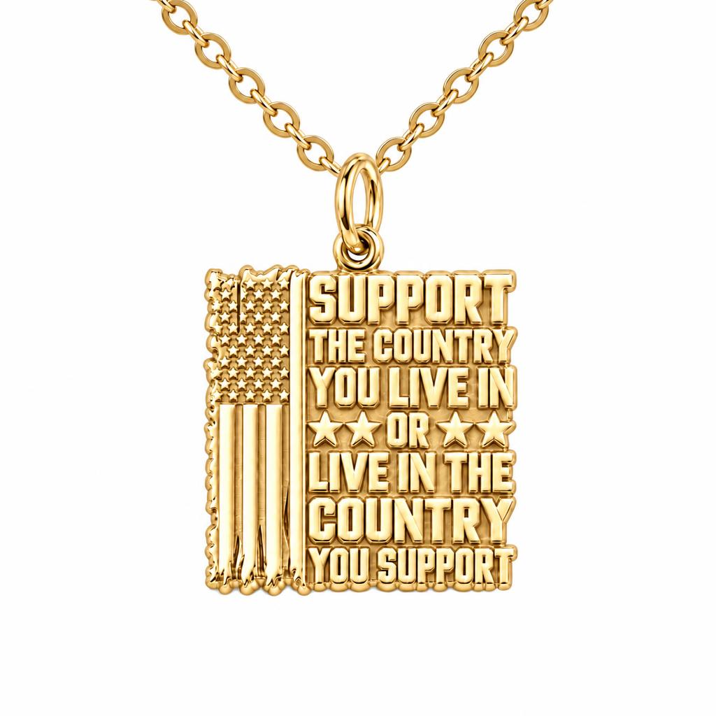 Patriotic Support Flag Charm Necklace Set – 18K gold, front view