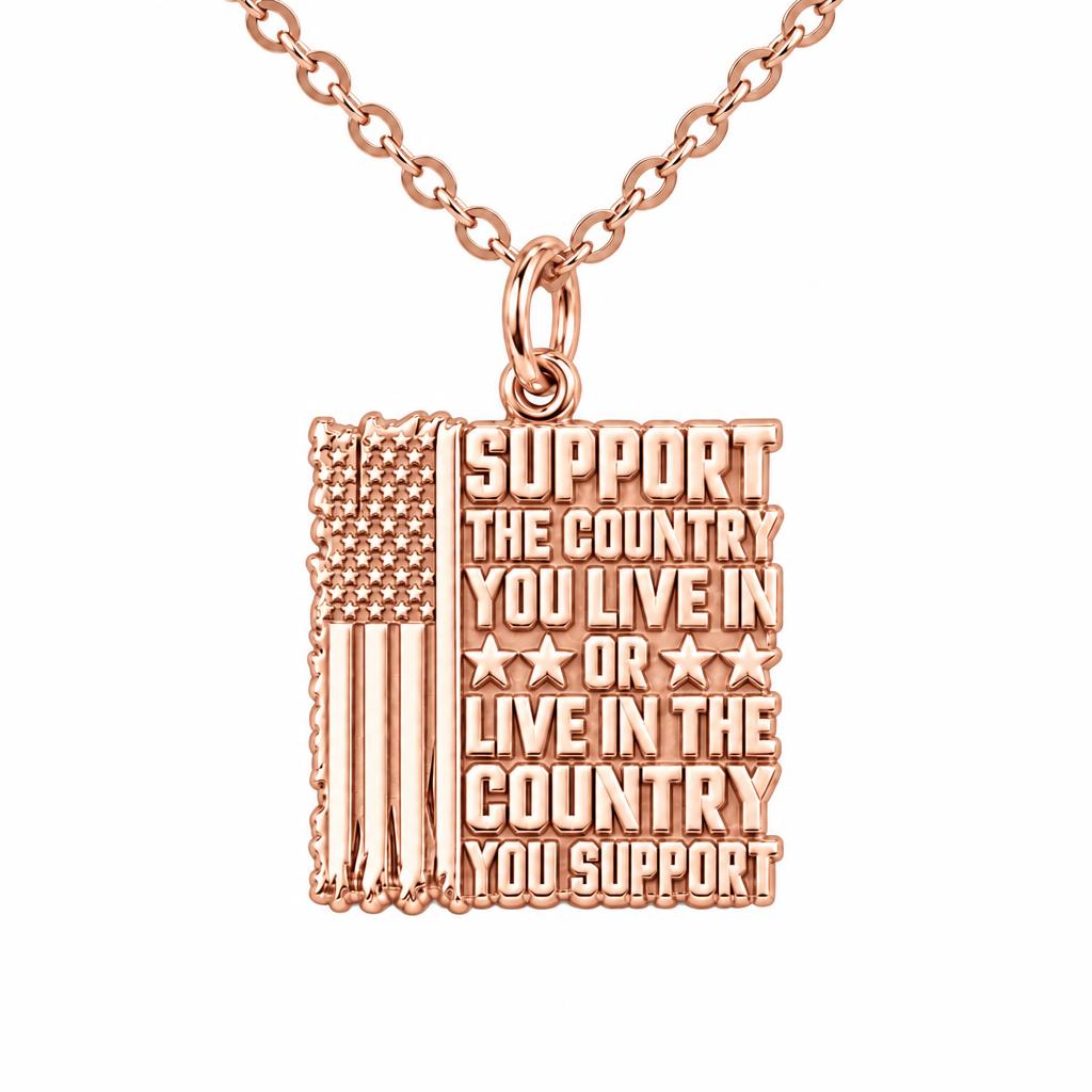 Patriotic Support Flag Charm Necklace Set – rose gold, front view