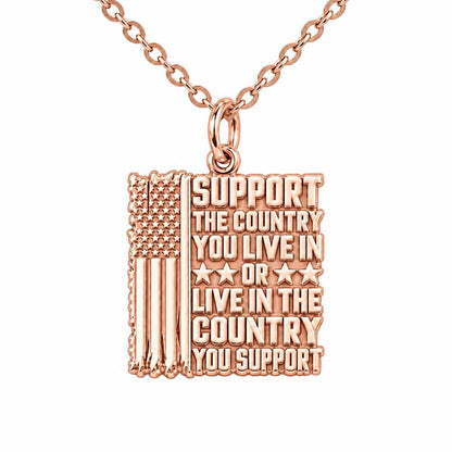 Patriotic Support Flag Charm Necklace Set – rose gold, front view