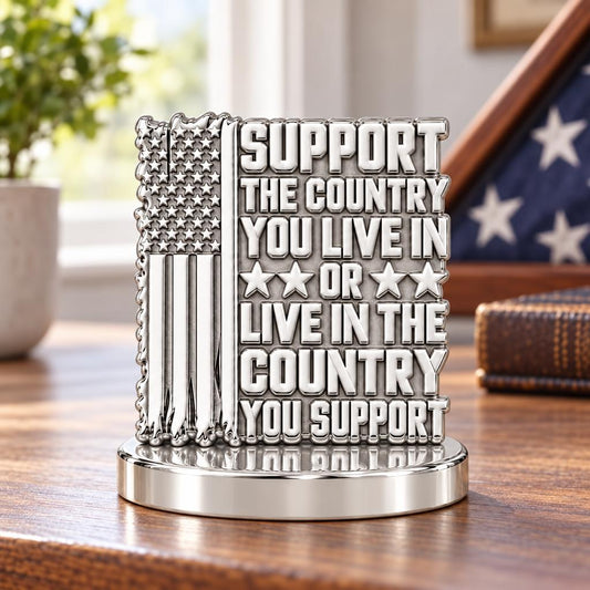 Patriotic Support Flag Keepsake Plaque – worn / in use
