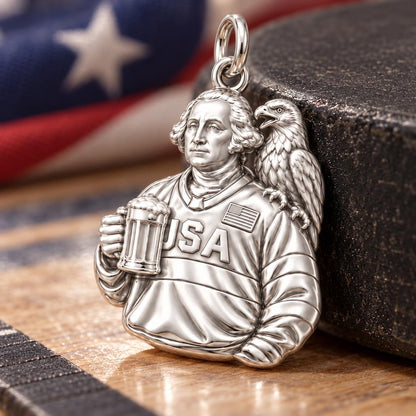 Patriotic Washington Hockey Charm and Polyester Cord Bracelet Set