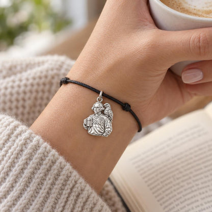 Patriotic Washington Hockey Charm and Polyester Cord Bracelet Set