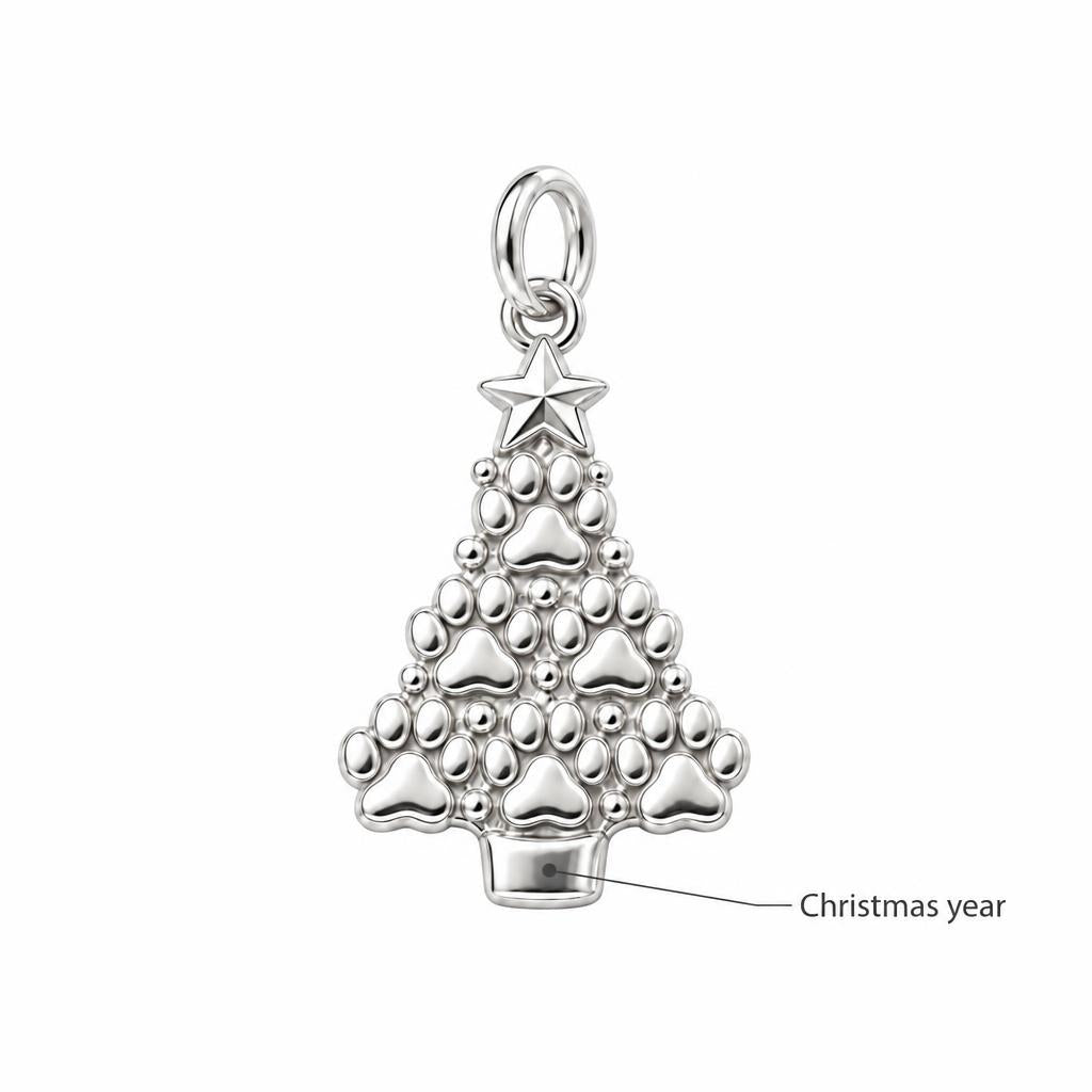 Paw Print Christmas Tree Charm Bracelet – Personalized Dog Mom Gift – personalization guide