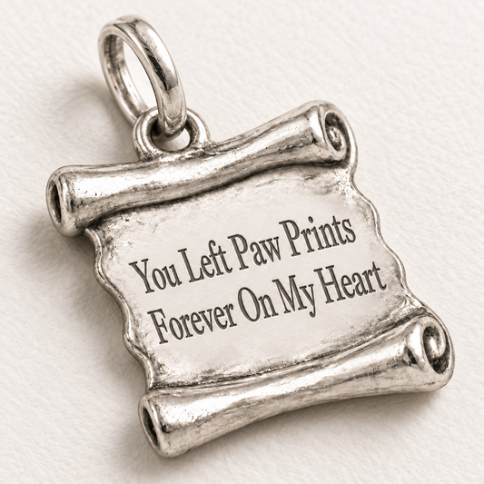 Paw Prints On My Heart Charm | extreme oblique super macro surface detail