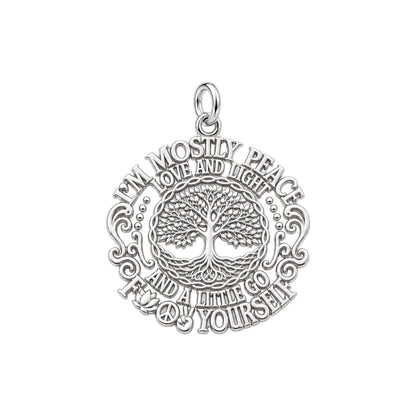 Peace Love and Light Charm Bracelet – Personalized Yoga Gift – silver plated 3 cm charm, front view