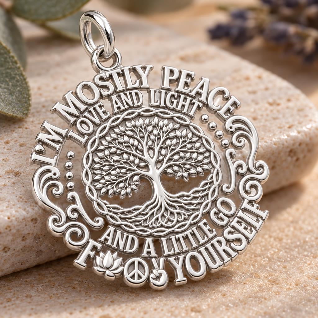 Peace Love and Light Charm Bracelet – Personalized Yoga Gift – macro detail of the charm