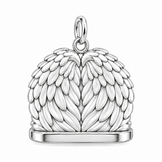 Peaceful Angel Wings Charm Bracelet – Personalized Dog Mom Gift – back of the charm, engraving area