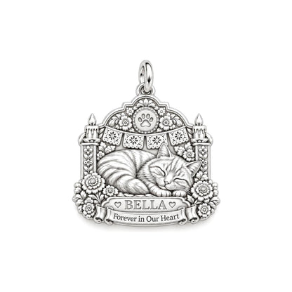 Peaceful Pet Memorial Charm Bracelet – Personalized Pet Gift – silver plated 2 cm charm, front view