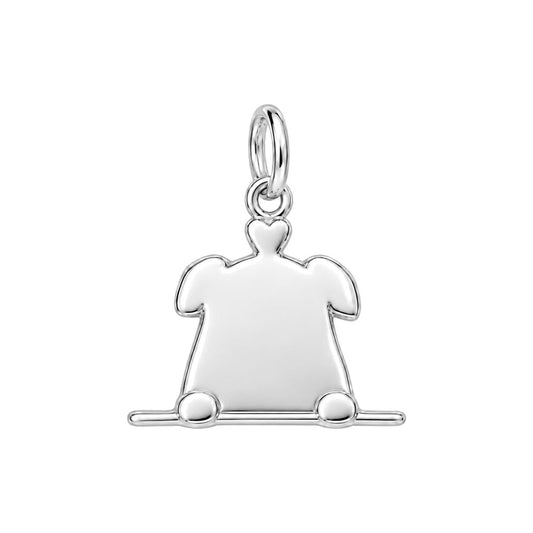 Peeking Pup with Flower Charm and Polyester Cord Bracelet Set – back of the charm, engraving area