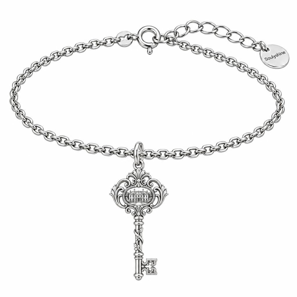 Pemberley Estate Key Charm Bracelet Set – silver, front view
