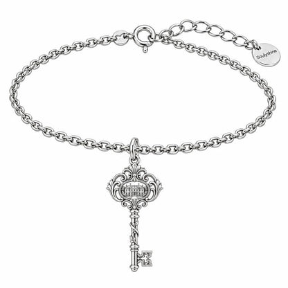 Pemberley Estate Key Charm Bracelet Set – silver, front view