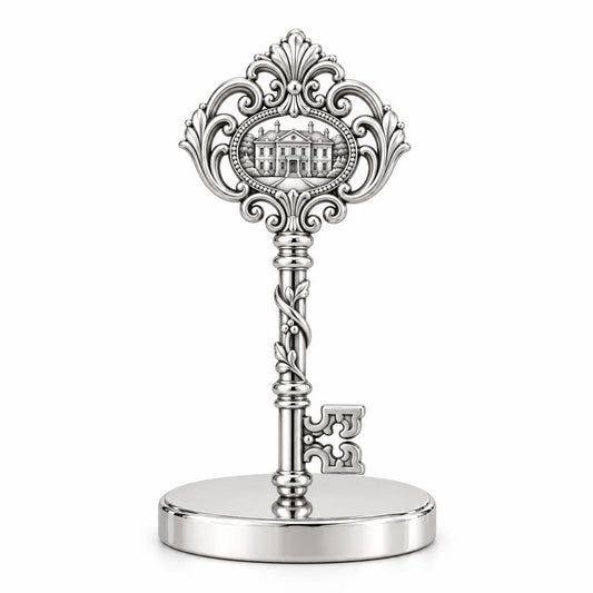 Pemberley Estate Key Keepsake Plaque – silver, front view