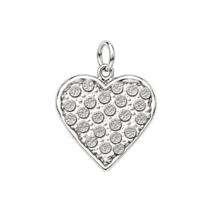 Pepperoni Pizza Heart Charm Bracelet – Personalized Foodie Gift – silver charm, front view